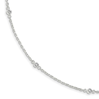 CZ Diamond Necklace 18 Inch Sterling Silver Polished QG3642-18, MPN: QG3642-18, 191101072956