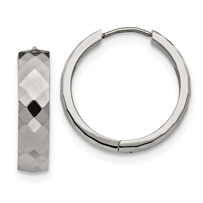Textured Hinged Hoop Earrings Stainless Steel Polished SRE1281 by Chisel, MPN: SRE1281, 191101499289