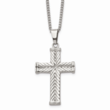 Fancy Textured Cross Pendant Necklace Stainless Steel SRN865-22 by Chisel, MPN: SRN865-22, 88677462…