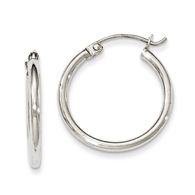 2mm Round Hoop Earrings Sterling Silver Rhodium-plated QE798, MPN: QE798, 883957940823