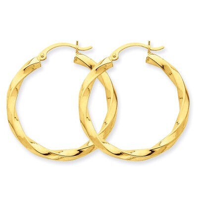 3mm Twisted Hoop Earrings 14k Gold Polished TC361, MPN: TC361, 883957289724