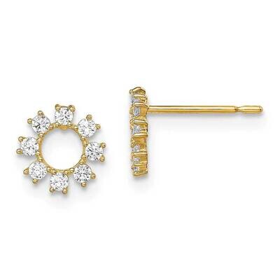 Circle Post Earrings 14k Gold CZ Diamond SE2905 by Madi K, MPN: SE2905, 191101902031