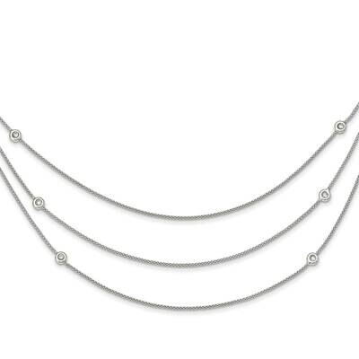 Multi Strand CZ Diamond with 2 In Extender Necklace 20 Inch Sterling Silver Polished QG5580-20, MPN…