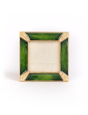 Jay Strongwater Leland Pave Corner 2 Inch Square Picture Frame Emerald SPF5130-242, MPN: SPF5130-24…