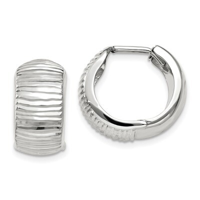 Textured and Polished Hinged Hoop Earrings 14k white Gold TF779, MPN: TF779, 886774369143