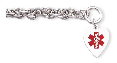 8.75 Inch Enameled Heart Medical ID Bracelet Engravable Sterling Silver XSM100-8.75, MPN: XSM100-8.…