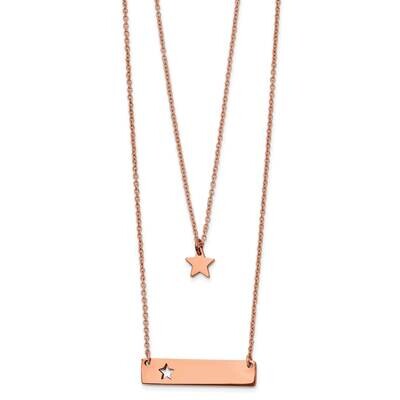 Rose Ip-plated Star and Bar Multi-strand 1.5 Inch Extension Necklace Stainless Steel SRN2702-15.5 b…