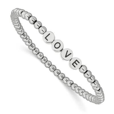 Polished Love Stretch Bracelet Stainless Steel Antiqued SRB2549, MPN: SRB2549, 191101860065