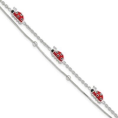 Enameled Ladybug Bracelet 6 Inch Sterling Silver QG6217-6, MPN: QG6217-6, 191101782558