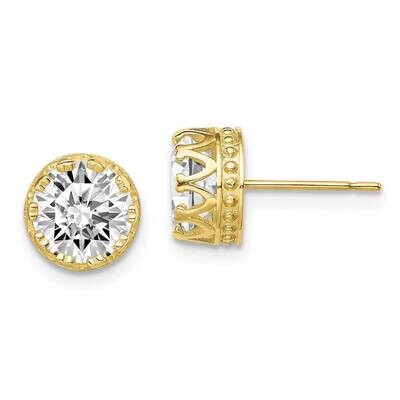 8mm Polished CZ Diamond Earrings 10k Gold 10YC407, MPN: 10YC407, 883957925509