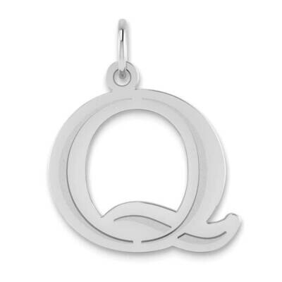 Etched Letter Q Initial Pendant 14k White Gold Polished YC1437WQ, MPN: YC1437WQ, 196904077511