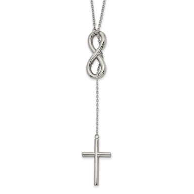 Cross/Infinity Adjustable up to 25 Inch Slipon Neckla Stainless Steel Polished SRN2573 by Chisel, M…