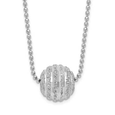 Polish and Lasered Bead 18 Inch Necklace Sterling Silver Rhodium-Plated QG6211-18, MPN: QG6211-18, …