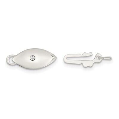 12.5 x 5.7mm Satin with Crystal Accent Pearl/Bead Clasp Sterling Silver SS4815, MPN: SS4815,