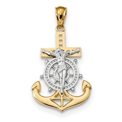 Polished Mariners Crucifix Pendant 14k Gold &amp; Rhodium K6331, MPN: K6331, 883957958798
