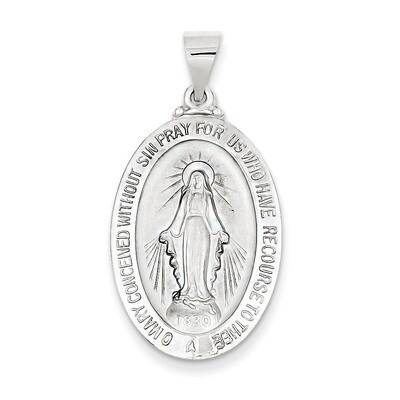 Polished and Satin Miraculous Medal Pendant 14k White Gold XR1404, MPN: XR1404, 883957450476