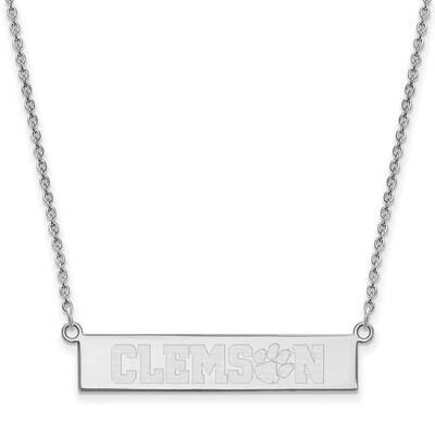 Clemson University Small Bar Necklace Sterling Silver Rhodium-plated SS049CU-18, MPN: SS049CU-18, 1…