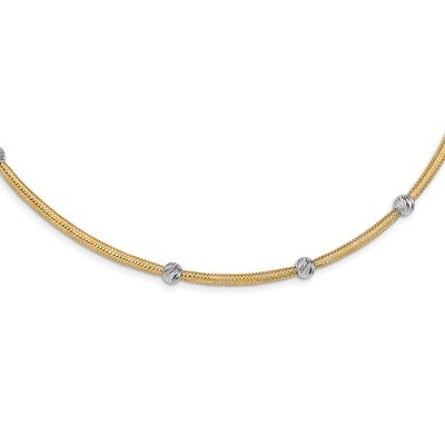 Leslie&#39;s Polished Diamond-cut Mesh Necklace 14k Two-tone Gold HB-LF1282-17.75, MPN: LF1282-17.75, 1…