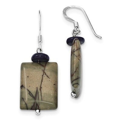 Black Mother of Pearl &amp; Picasso Jasper Earrings Sterling Silver QE9706, MPN: QE9706, 883957548883