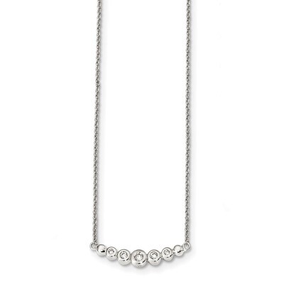 Garduated CZ Diamond Bar Necklace 18 Inch Sterling Silver QG4293-18, MPN: QG4293-18, 886774096827