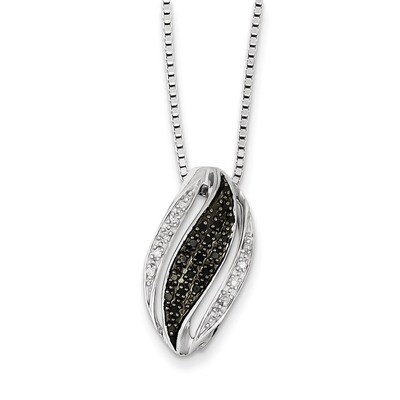 Black and White Diamond Pendant Necklace Sterling Silver QP3832, MPN: QP3832, 883957028804