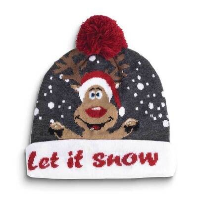 Let It Snow Reindeer LED Beanie Hat GM25273, MPN: GM25273, 788089167677