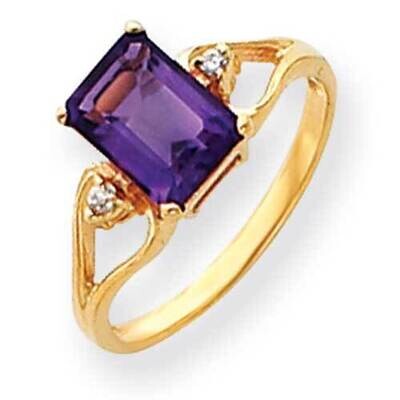 8x6mm Emerald Cut Amethyst Diamond Ring 14k Gold Y4749AM_AA, MPN: Y4749AM_AA, 883957665689