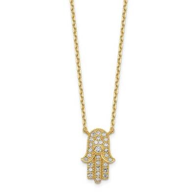 Hamas with 2 inch Extender Necklace 14k Gold CZ Diamond SF2774-18, MPN: SF2774-18, 883957935935