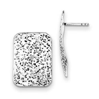 Pattern Rectangle Post Earrings Sterling Silver Polished QE12046, MPN: QE12046, 191101676079