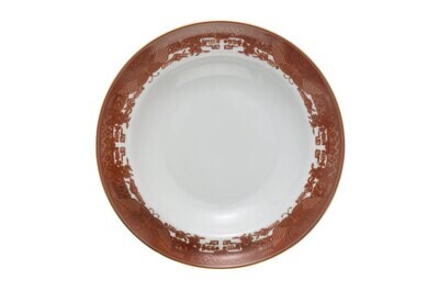 Mottahedeh Fitzhugh Cinnabar Rim Soup Plate S2505, MPN: S2505,