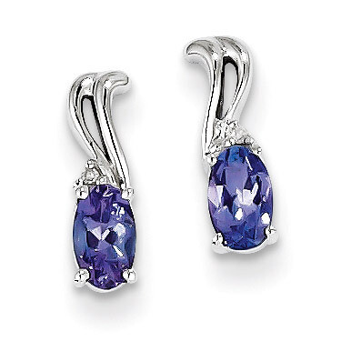 Tanzanite Oval Post Earrings Sterling Silver Rhodium-plated Diamond QE9968TZ, MPN: QE9968TZ, 883957…
