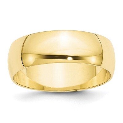 7mm Lightweight Half Round Band 10k Yellow Gold 1HRL070 Engravable, MPN: 1HRL070, 886774453453