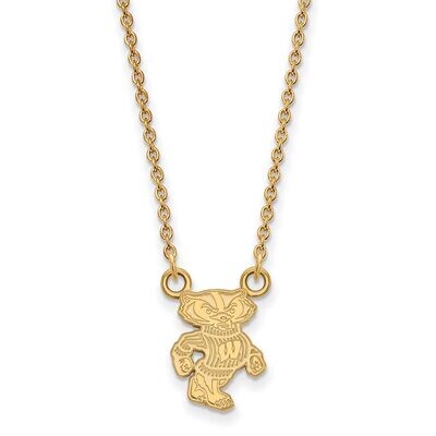 University of Wisconsin Small Pendant with Chain Necklace 10k Yellow Gold 1Y054UWI-18, MPN: 1Y054UW…