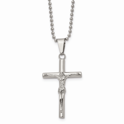 Crucifix Pendant Necklace Stainless Steel Polished SRN856-22 by Chisel, MPN: SRN856-22, 886774673400