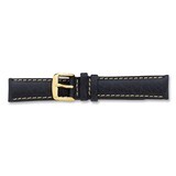 22mm Navy Sport Leather White Stitch Buckle Watch Band 7.5 Inch Gold-tone BAY136-22, MPN: BAY136-22…