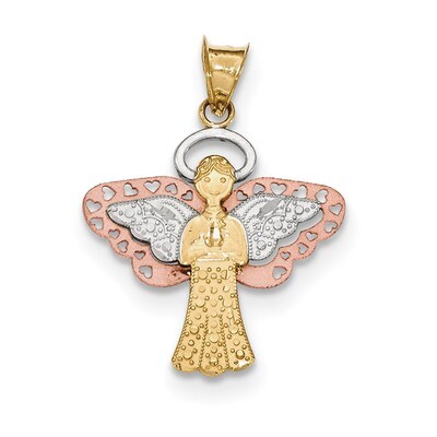 Satin and Polished Angel Pendant 14k Two-tone Gold K5694, MPN: K5694, 191101458385
