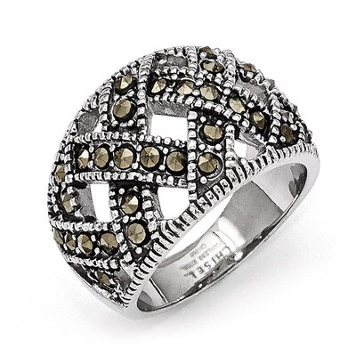 Textured Marcasite Ring - Stainless Steel SR306 by Chisel, MPN: SR306, 886774260822