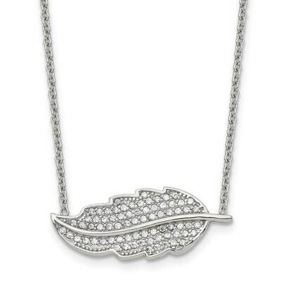 Leaf with CZ Stone Necklace Stainless Steel Polished SRN1557-18 by Chisel, MPN: SRN1557-18, 1911010…