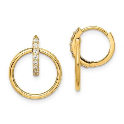 Circle Dangle Hinged Hoop Earrings 14k Gold CZ Diamond YE1838, MPN: YE1838, 883957954073