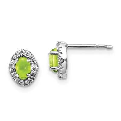 Cabochon Peridot Earrings 14k White Gold Diamond EM4035-PE-016-WA, MPN: EM4035-PE-016-WA, 191101837…