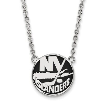 New York Islanders Large Enamel Pendant with Chain Necklace Sterling Silver SS019ISL-18, MPN: SS019…