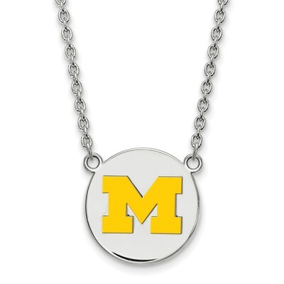 Michigan University of Lg Yellow Enl Disc Pend with Necklace Sterling Silver SS041UM-18, MPN: SS041…
