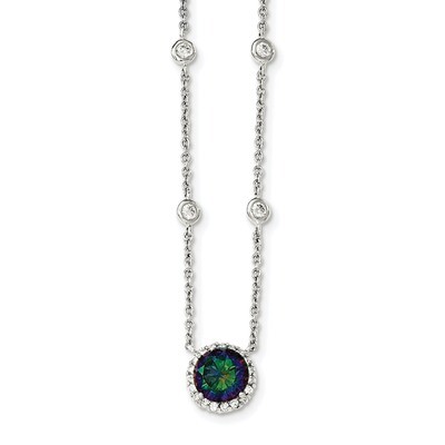 Dark Mystic CZ Diamond Necklace 18 Inch Sterling Silver Polished QG4056-18, MPN: QG4056-18, 1969041…