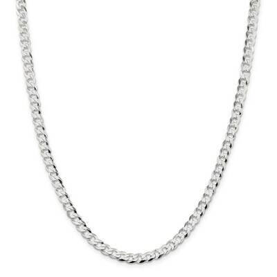 5.75mm Flat Curb Chain 26 Inch Sterling Silver QLB150-26, MPN: QLB150-26,