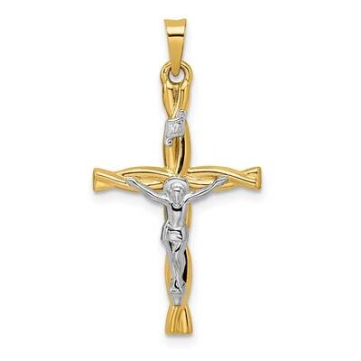 Hollow Inri Crucifix Twisted Cross Pendant 14k Two-Tone Gold Polished XR2032, MPN: XR2032, 19690410…