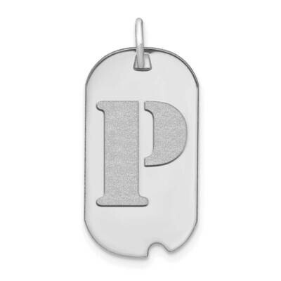 Letter P Initial Dog Tag Pendant 14k White Gold Polished YC1439WP, MPN: YC1439WP, 196904084229