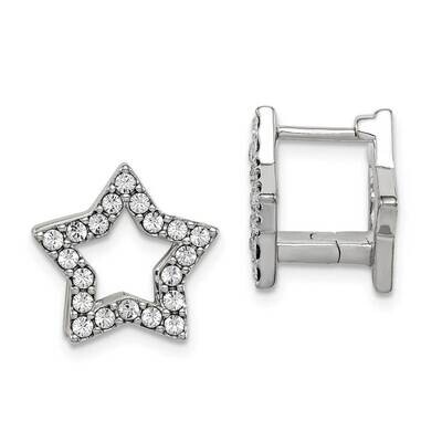 Sterling Silver RH-plate Yellow Enamel Star Crystal Hinged Reversible Earri Sterling Silver Rhodium…