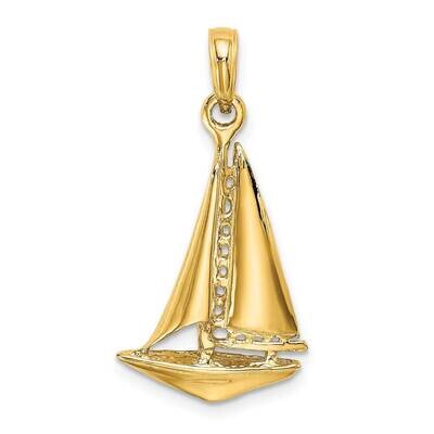Sailboat Charm 14k Gold 3-D Polished K8098, MPN: K8098, 637218061174