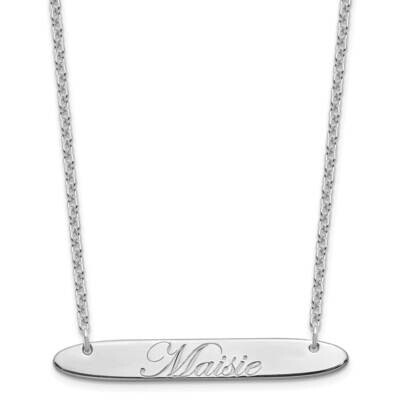 Medium Polished Oblong Edwardian Script Bar Necklace Sterling Silver Rhodium-plated XNA1221SS, MPN:…
