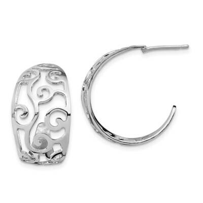 Leslie&#39;s Polished Cut-out J-Hoop Earrings Sterling Silver Rhodium-plated HB-QLE1286, MPN: QLE1286, …